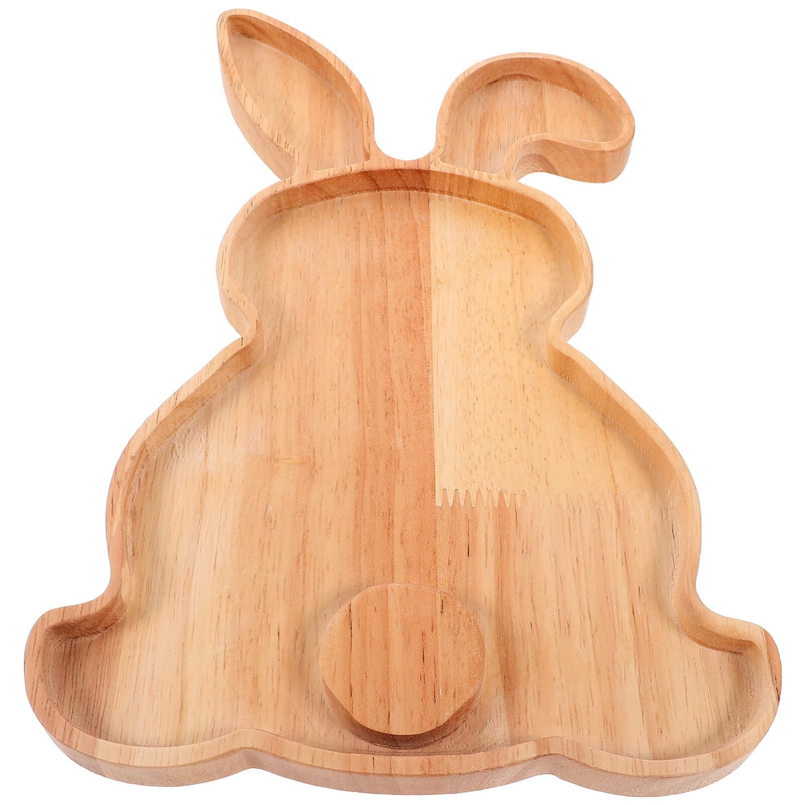Amosfun Easter Bunny Wooden Serving Tray Rabbit Shaped Wooden Platter Charcuterie Board Dinner Tr... | Amazon (US)