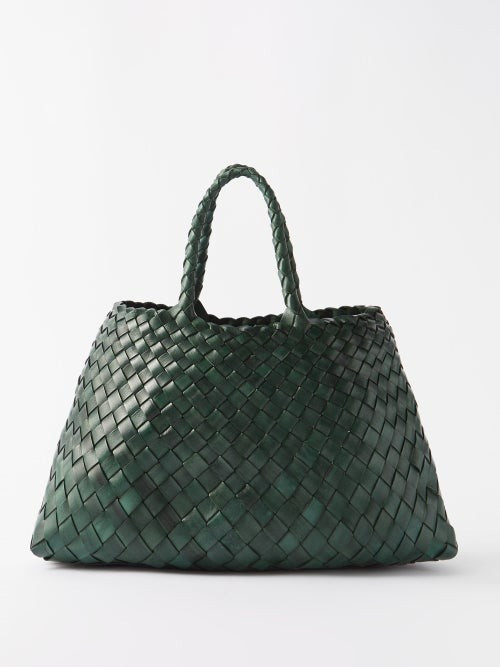 Dragon Diffusion - Santa Croce Small Woven-leather Tote Bag - Womens - Dark Green | Matches (UK)