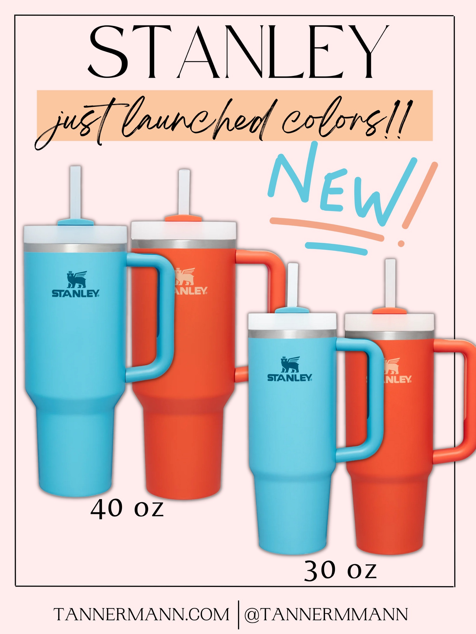 Stanley just released two NEW COLORS!!  Pool and Tigerlily Tumbler 40 oz and 30oz #stanley #tumbler #TannerMann

#LTKFind #LTKtravel #LTKstyletip