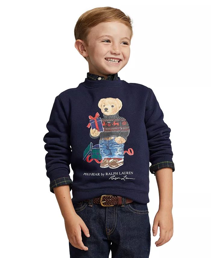 Toddler and Little Boys Polo Bear Fleece Sweatshirt | Macy's