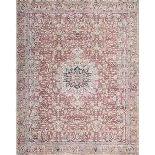 LOLOI II Wynter Tomato/Teal 2 ft. 6 in. x 7 ft. 6 in. Traditional 100% Polyester Pile Runner Rug, TO | The Home Depot