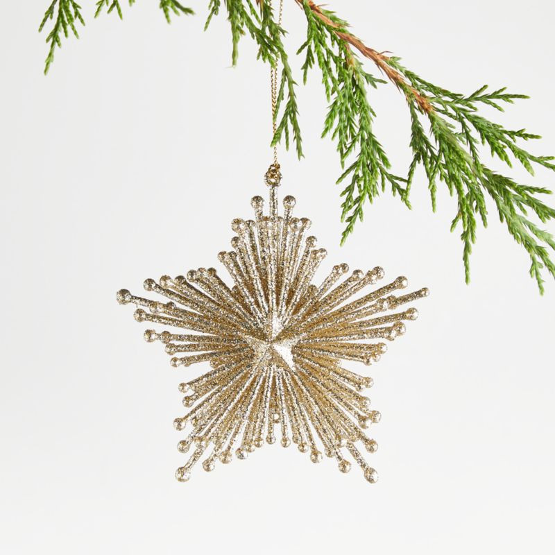 Gold Glitter Starburst Christmas Tree Ornament + Reviews | Crate & Barrel | Crate & Barrel