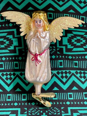 Christopher Radko WINGS And A PRAYER Angel Ornament 94-152 Clip Angelique White | eBay US