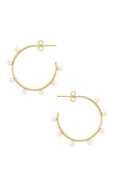 The M Jewelers NY Multi Pearl Hoop Earring in Gold from Revolve.com | Revolve Clothing (Global)