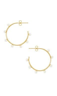The M Jewelers NY Multi Pearl Hoop Earring in Gold from Revolve.com | Revolve Clothing (Global)