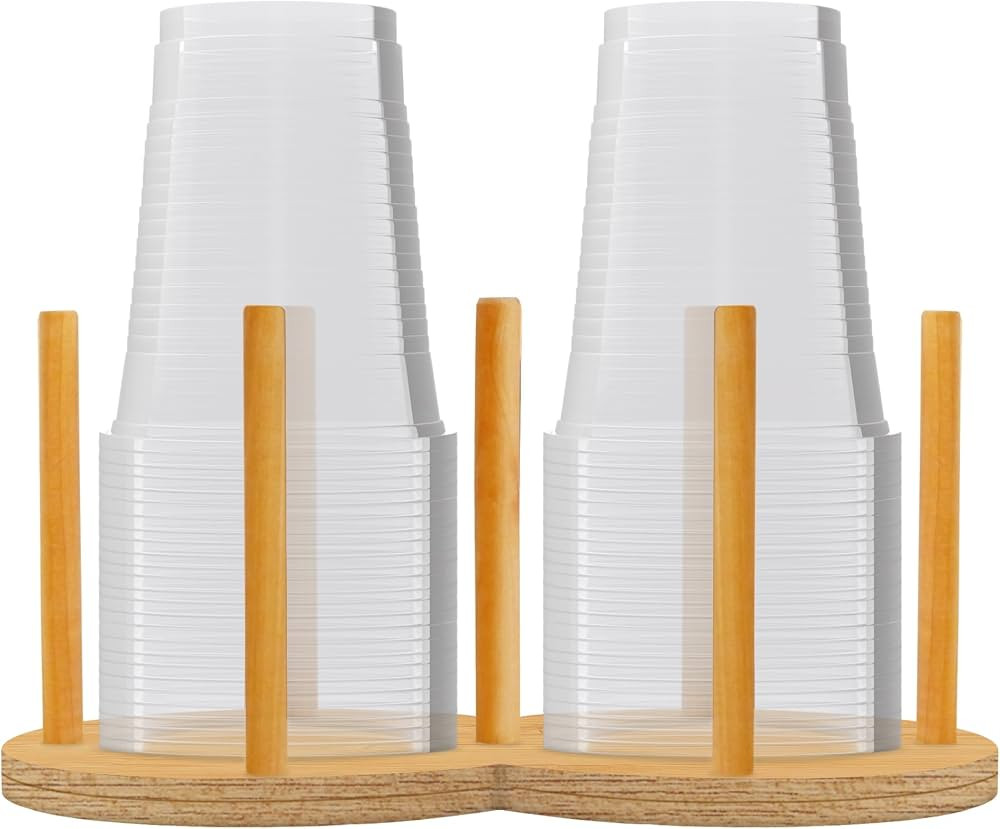 Round Wooden 2 Compartment Coffee Table Organizer, Cup Dispenser Countertop, Disposable Paper Cup... | Amazon (US)