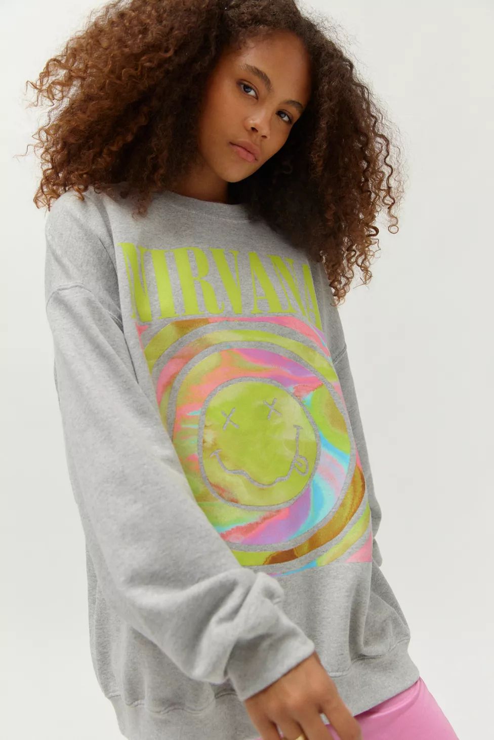 Nirvana Smile Overdyed Crew Neck Sweatshirt | Urban Outfitters (US and RoW)