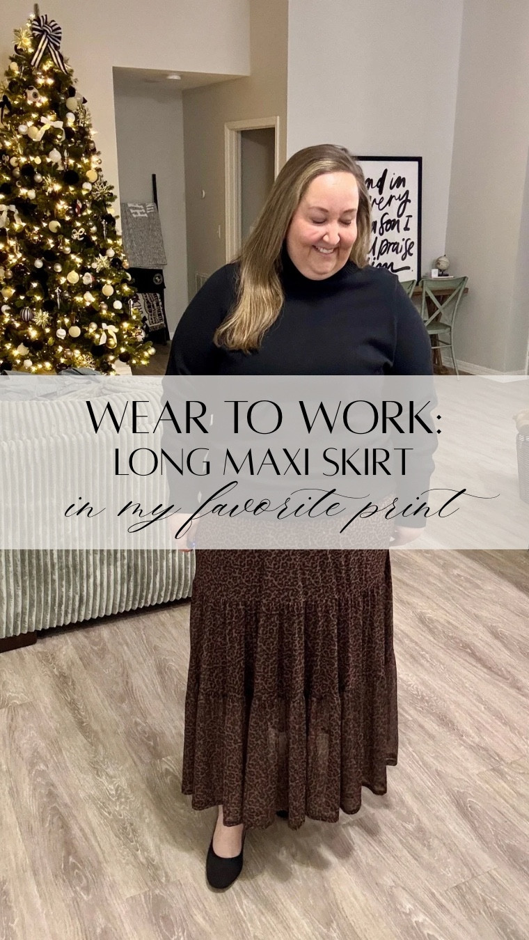 This leopard print maxi skirt is perfect for work! Pair it with a turtleneck for a cozy look to keep you warm enough even in the office! 

#rebekahelizstyle #weartowork

#LTKWorkwear #LTKPlusSize #LTKootd