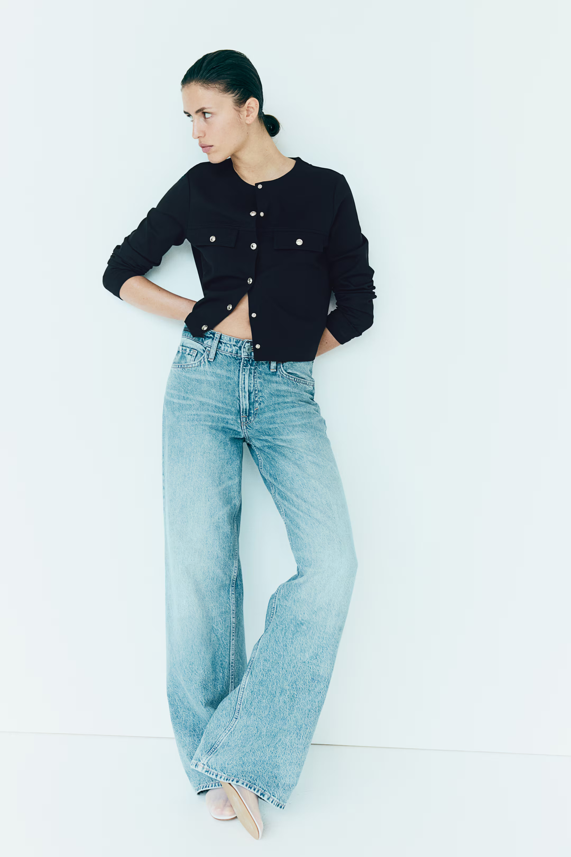 Jersey Cardigan - Round Neck - Long sleeve - Navy blue - Ladies | H&M CA | H&M (US + CA)