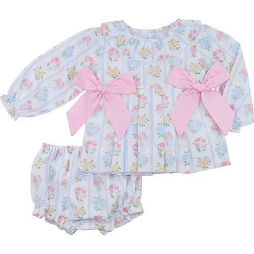 Pink And Blue Floral Bouquet Diaper Set | Cecil and Lou