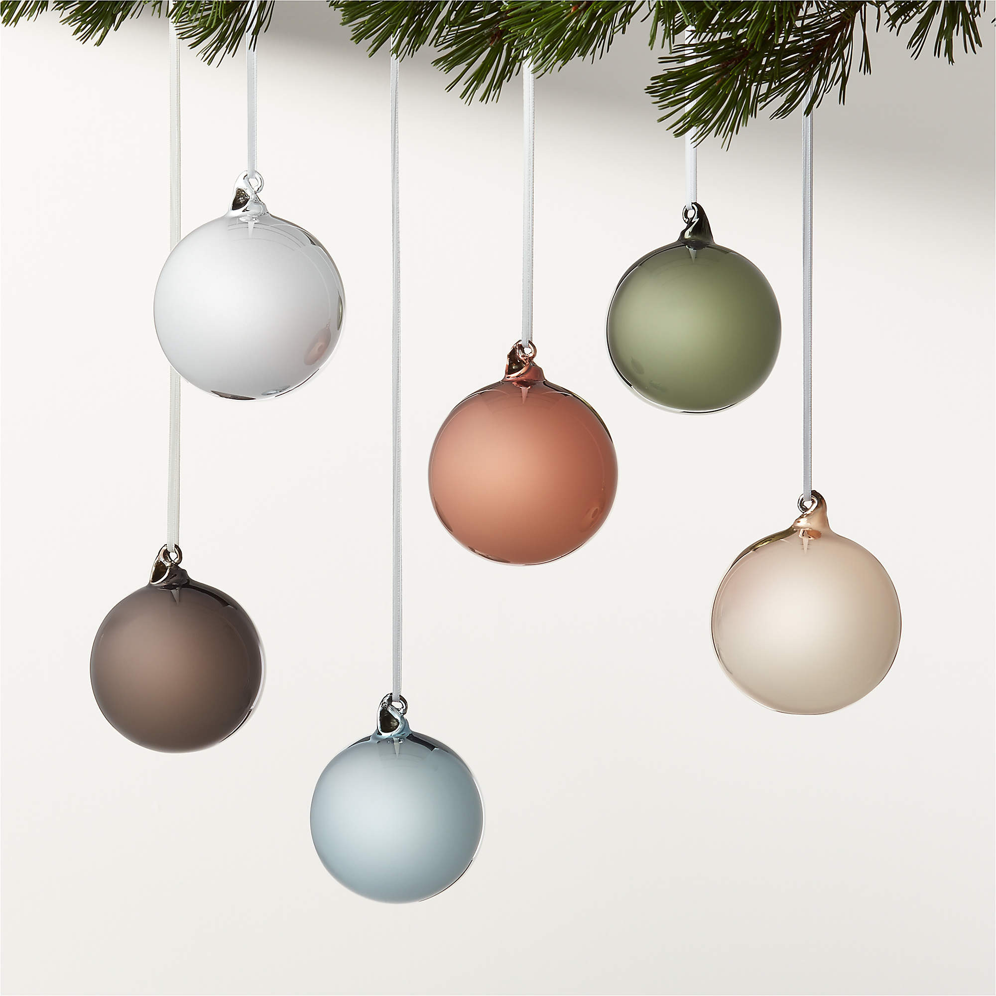 Radiant Metallic Christmas Tree Ornaments Set of 6 + Reviews | CB2 | CB2