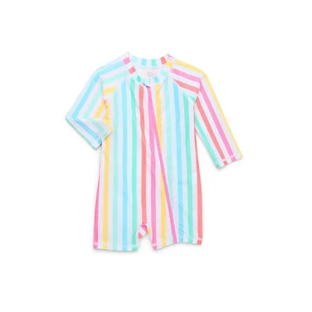 Wonder Nation Baby One-Piece Rash Guard Swimsuit, Sizes 0/3M-12M | Walmart (US)