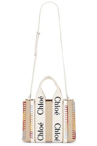 Chloe Medium Woody Tote Bag in White | FWRD | FWRD 