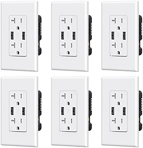 ELEGRP USB Charger Wall Outlet, Dual High Speed 4.0 Amp USB Ports with Smart Chip, 20 Amp Duplex ... | Amazon (US)