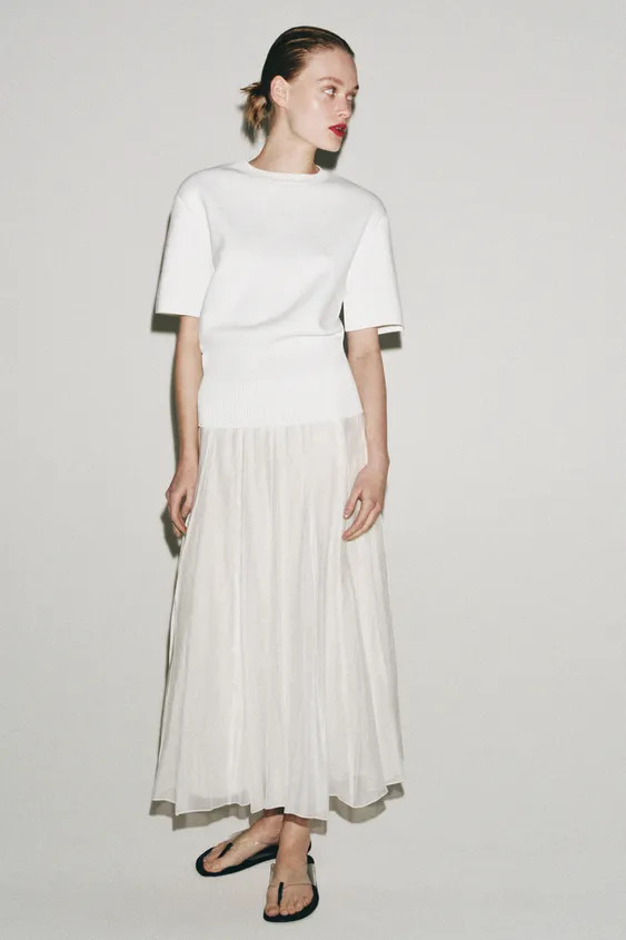 FLOWY COMBINATION SKIRT ZW COLLECTION | Zara US