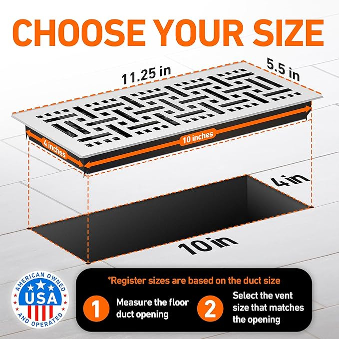 4X10 Floor Vent Covers Floor Register with Mesh Cover Trap, Heat and Air, Walkable Metal Floor Re... | Amazon (US)