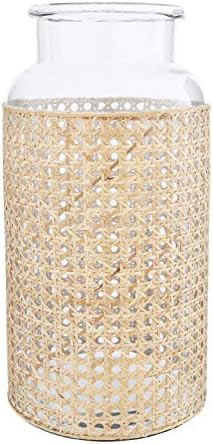 Bloomingville 14.5" H Glass Decorative Cane Sleeve Vase, Beige | Amazon (US)