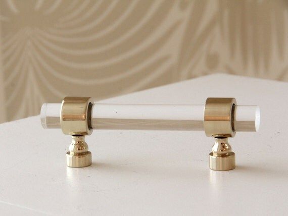 1/2" Dia. Polished Brass Drawer Pulls - Lucite Cabinet Handles | Etsy (US)