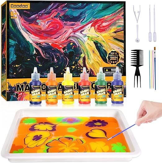 Amazon.com: Water Marbling Paint for Kids - Arts and Crafts for Girls & Boys Crafts Kits Ideal Gi... | Amazon (US)