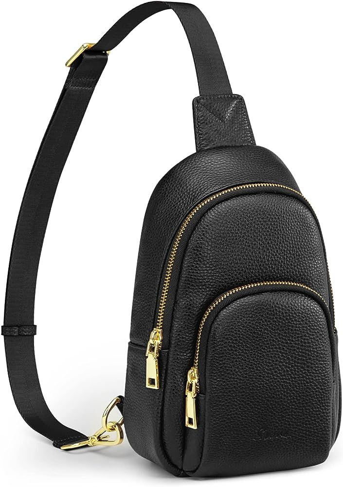 S-ZONE Sling Bag for Women Genuine Leather RFID Blocking Small Fanny Packs Crossbody Purses Chest Ba | Amazon (US)