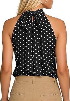 FOMELY Women's Polka Dot Halter Top Summer Going Out Tops for Women Sleeveless Keyhole Neck Tank ... | Amazon (US)