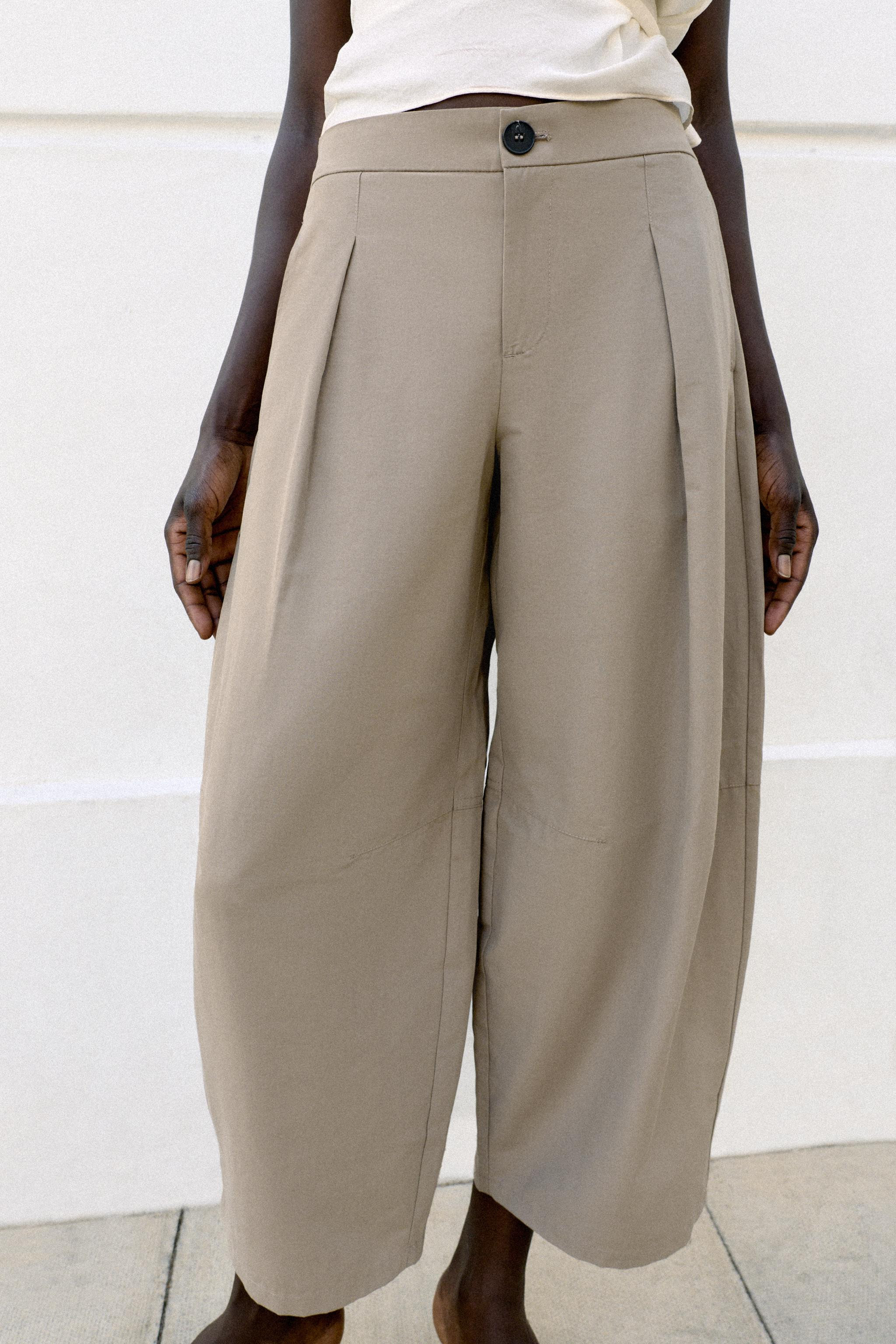 POPLIN BARREL PANTS | Zara US