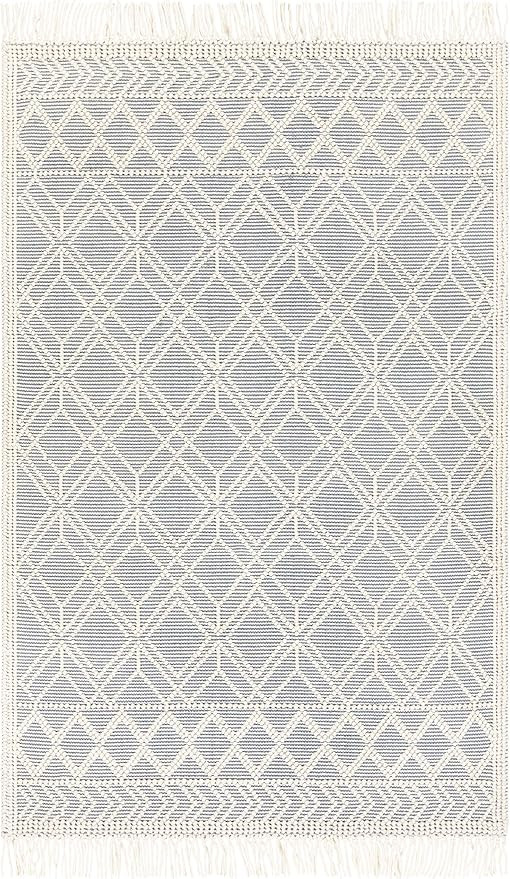 Mark&Day Wool Rugs, 8x10 Staveley Cottage Denim Area Rug, Grey White Ivory Carpet for Living Room... | Amazon (US)