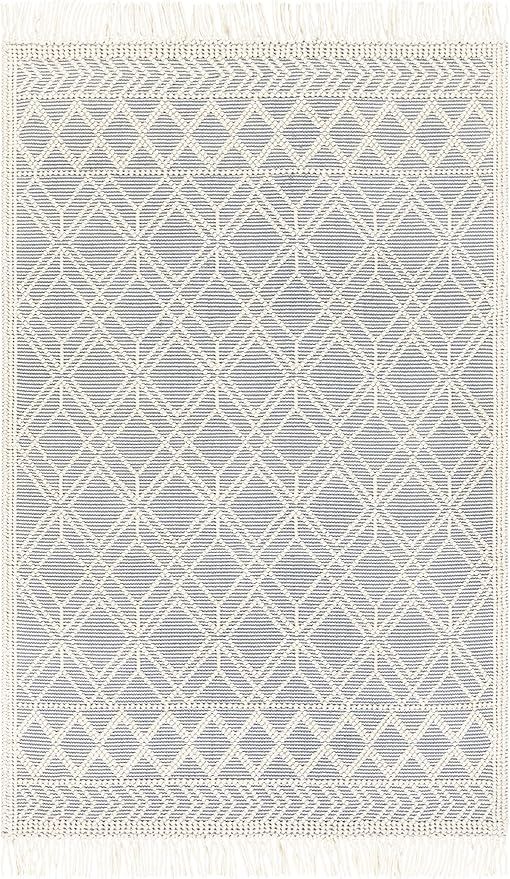 Mark&Day Wool Rugs, 8x10 Staveley Cottage Denim Area Rug, Grey White Ivory Carpet for Living Room... | Amazon (US)