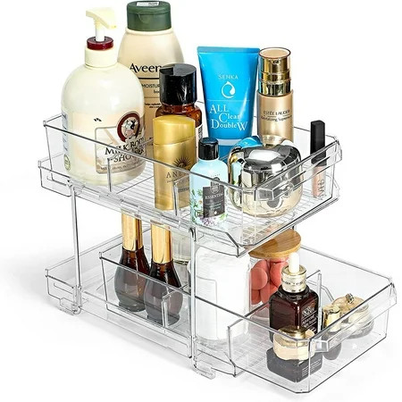 OnDisplay 2-Tier Deluxe Tiered Acrylic Cosmetic/Bath/Pantry/Fridge Drawer Organizer w/Dividers | Walmart (US)