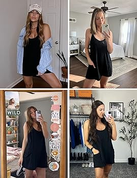 LTSCNRM Women's Athletic Dress with Built-in Shorts V Neck Spaghetti Strap Tennis Golf Summer Sun... | Amazon (US)