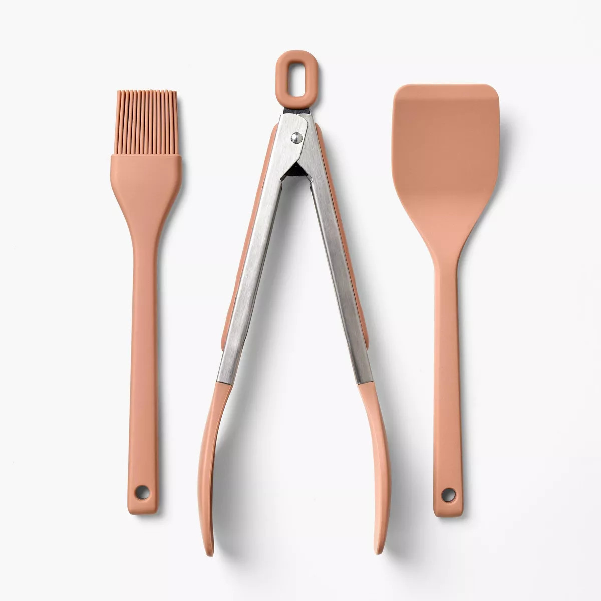 3pc Silicone Mini Turner Basting Brush and Tongs Set Terracotta Orange - Figmint™ | Target