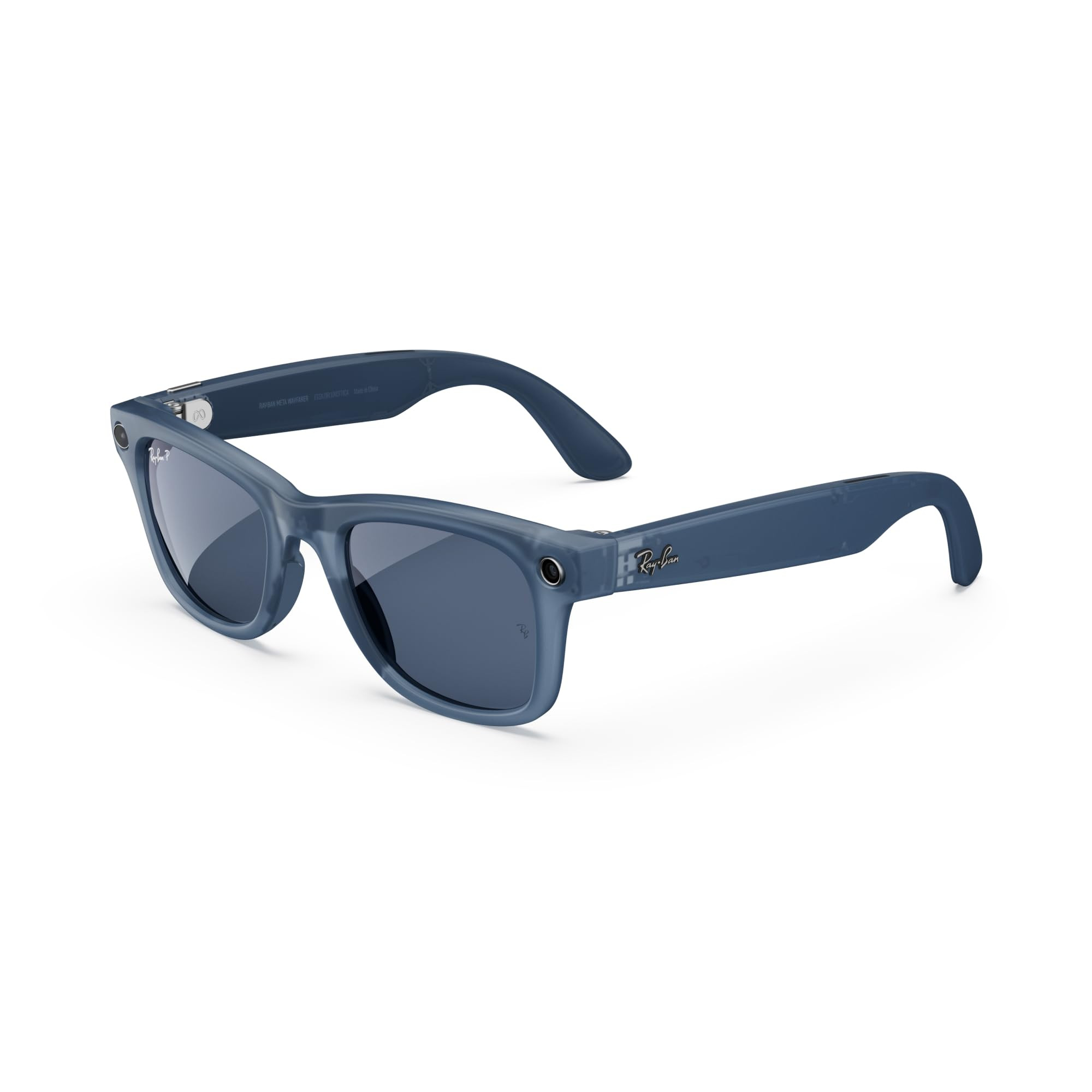 Meta Ray-Ban Glasses, Wayfarer, Matte Jeans Transparent Frames, Dusty Blue Polarized Lenses | Amazon (US)