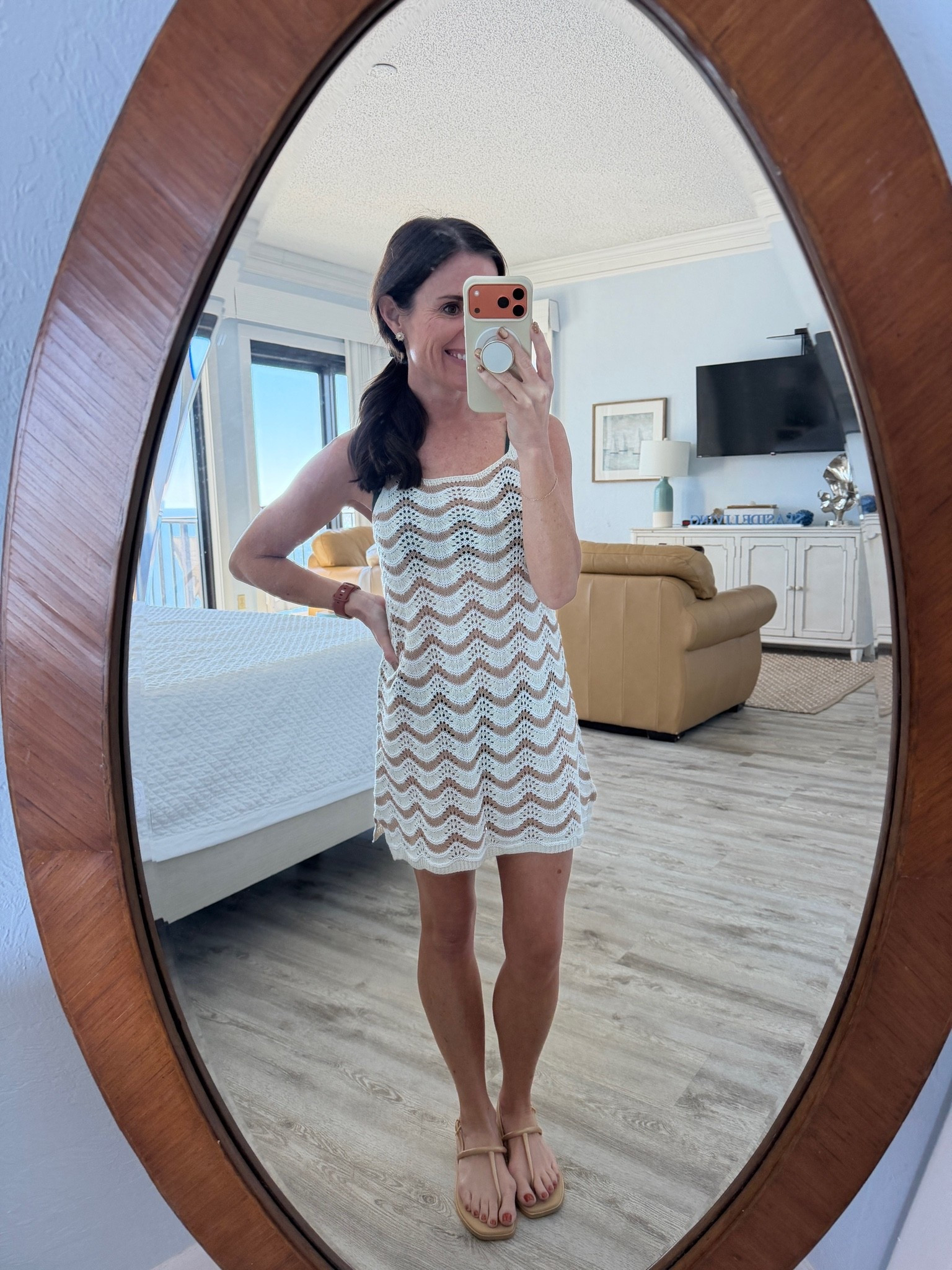 XS coverup from Amazon!
Color: Muliticolor 
Swimsuit size small 
Shoes: 6