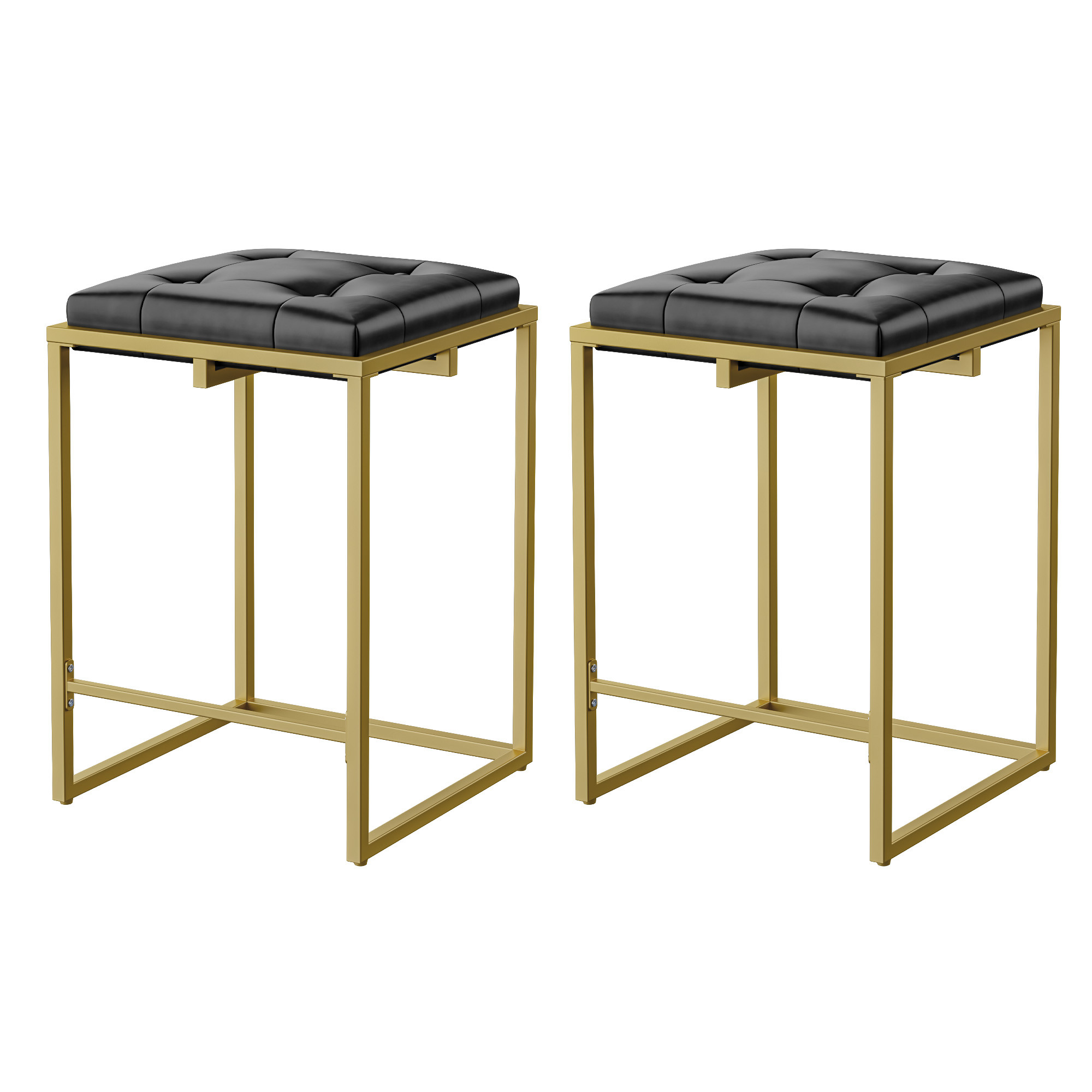 Cozy Castle Faux Leather Bar Stool, Square Tufted Counter Stool, 24 Inch Island Chairs for Kitche... | Walmart (US)
