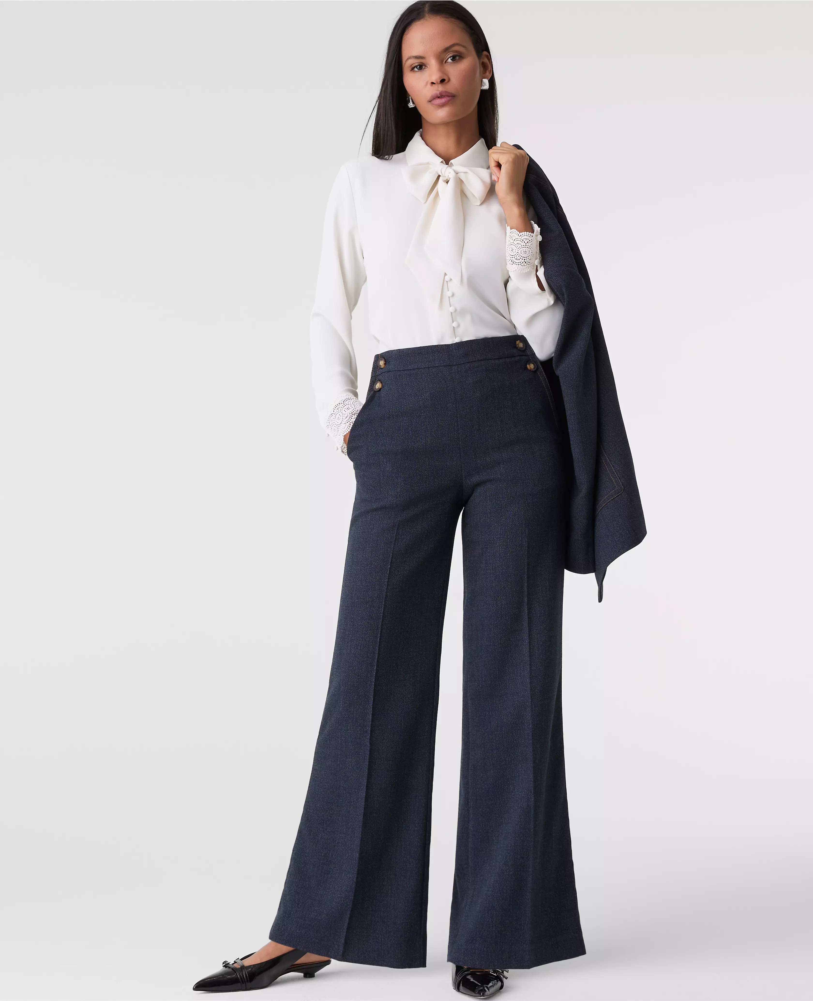 The Everyday Sailor Wide-Leg Pant in Denim | Ann Taylor