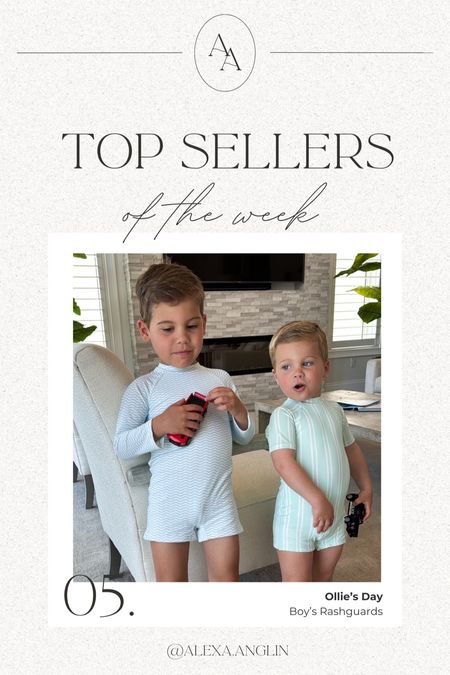 Top sellers of the week— Ollie’s Day boys rashguards! Love these one pieces as they offer more sun coverage! Prints are bright & so fun! Run true to size // kids swimsuits, baby swimsuits, kids beach outfit 

#LTKswim #LTKkids #LTKbaby