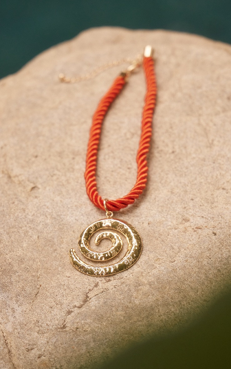 Red Swirl Detail Rope Statement Necklace | PrettyLittleThing UK