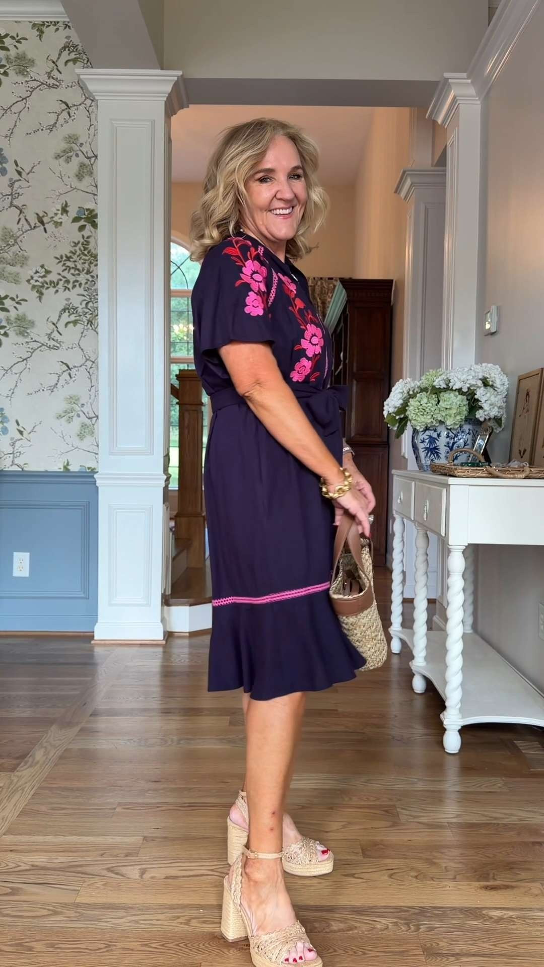 Styled with woven wedges and a straw tote, it’s the perfect outfit for brunch dates, vacation dinners, summer parties, and warm-weather events. An effortless dress that instantly makes you feel put together. 🫶🏻

15% off one order with code NANETTE15 Wearing my regular size medium in all tops and dresses Size 29 in jeans. 

 #LTKootd #LTKSeasonal #LTKOver40