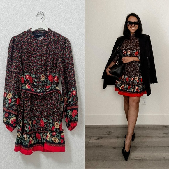 Red Floral Mini Dress (M) | Poshmark