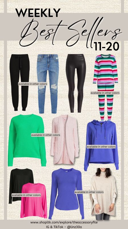 This past week’s 11-20 best sellers.

Super soft joggers, distressed denim, jeans, faux leather leggings, Christmas pajamas, Christmas sweaters, cardigan, athleisure pullover hoodie, long sleeve layering tee, super soft hacci top, sweater poncho, Walmart fashion finds, Walmart must haves, winter fashion, winter outfits, Christmas outfits, holiday outfits, plus size fashion, plus size joggers, plus size jeans 

#LTKSeasonal #LTKHoliday #LTKfindsunder100