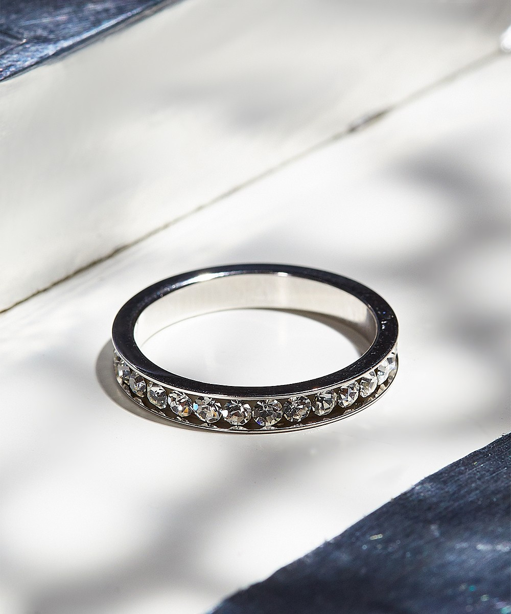 Lyric Sterling Women's Rings Silver - Crystal & Sterling Silver Ring | Zulily