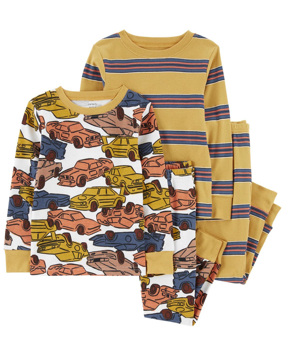 Baby 4-Piece Stripes & Cars 100% Snug Fit Cotton Pajamas | Carter's