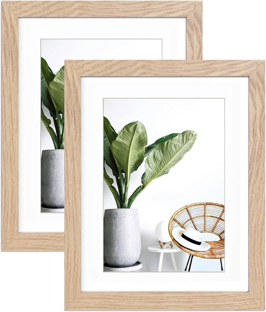 5x7 Picture Frame with mat to 4x6 photo Frame Set of 2 - Natural MDF Wood Picture Frames,HD Tempe... | Amazon (US)