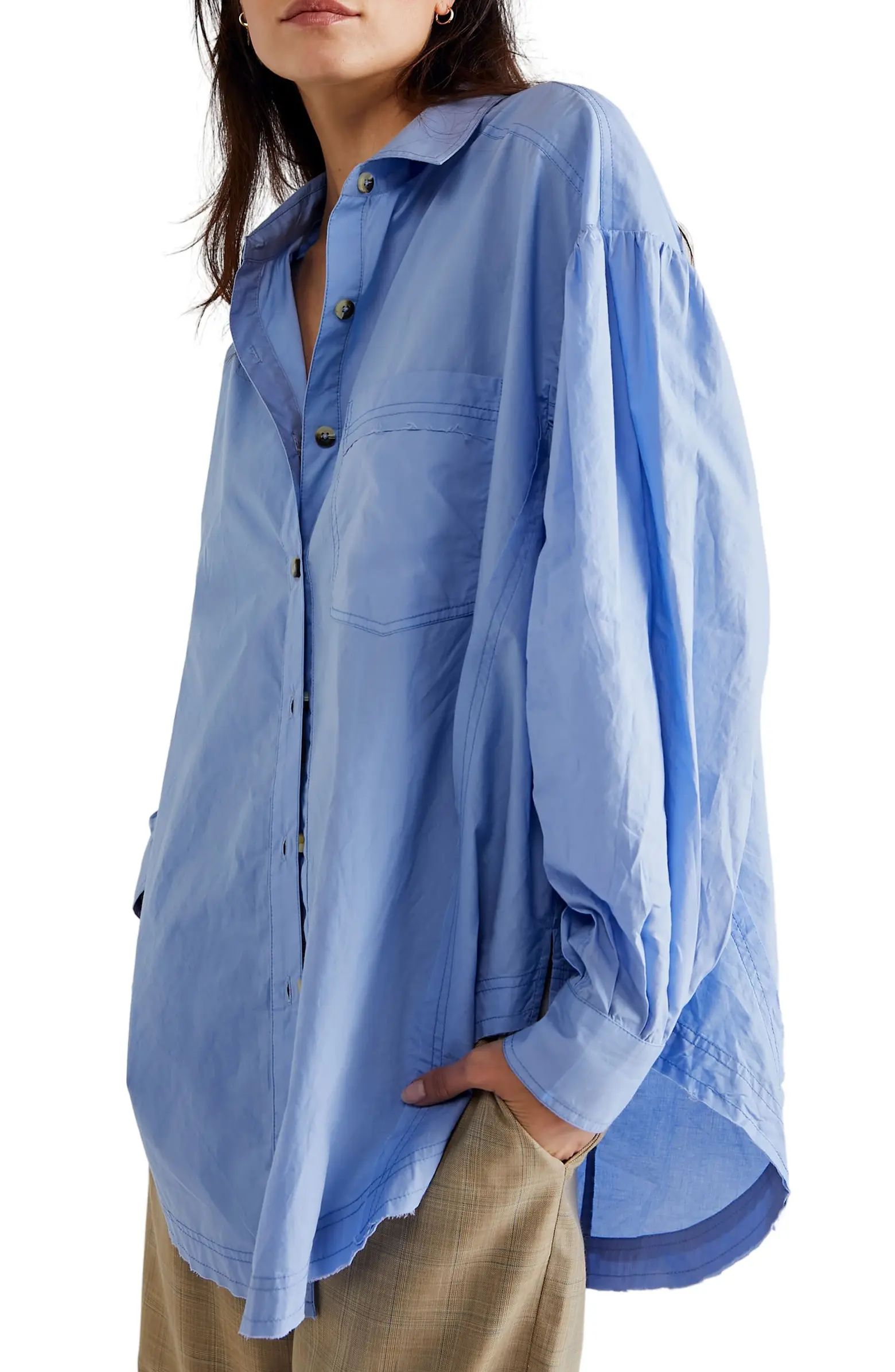 Happy Hour Oversize Poplin Button-Up Shirt | Nordstrom