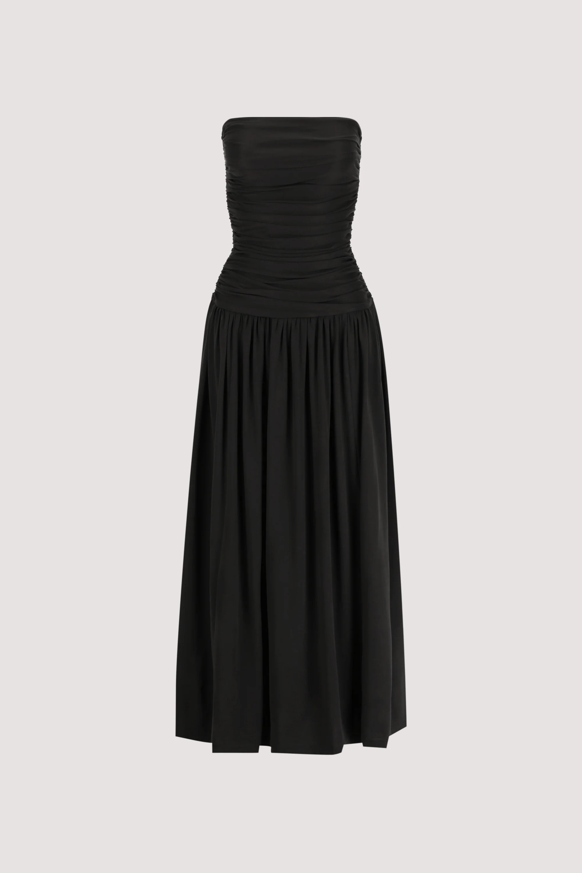SHARI BLACK BANDEAU MIDI DRESS | DISSH