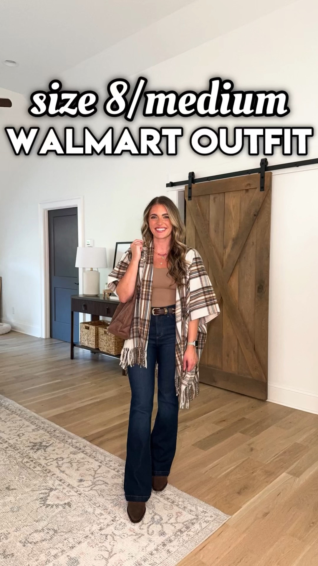 #walmartpartner My measurements: 29” waist, 40” hips, & 36.5” bust. I’m 5’5
Sizing info: jeans TTS - size 8 • top TTS - M • plaid poncho OSFM

GRWM today wear the cutest fall outfit from Walmart 😍🍂 I cannot with these jeans!!! They’re only $24 🤩 so flattering on your curves, have the perfect amount of stretch, & fit my life a glove. 🙌🏼 Immediate 10/10 👏🏼 paired it with this GORG plaid poncho - it’s soooo soft omg. Literally feels like I’m wearing a cozy blanket. Added a belt to jazz it up a bit. ✨ the perfect outfit anytime you’re wanting to look put together but still comfy. 💃 Linking everything for y’all with sizing info on the @shop.ltk app & you can get to my LTK by clicking the link in my Instagram bio! ✨ 

Direct URL: 

#walmartpartner #walmartfashion @walmartfashion #walmarthaul #flarejeans #plaidshirt #ponchostyle #falloutfits #fallfamilyphotos #momjeans #fallhaul #widelegjeans #curvyjeans #clothinghaul #outfitreel #momstyle #sizemedium

#LTKFindsUnder50 #LTKVideo #LTKSeasonal