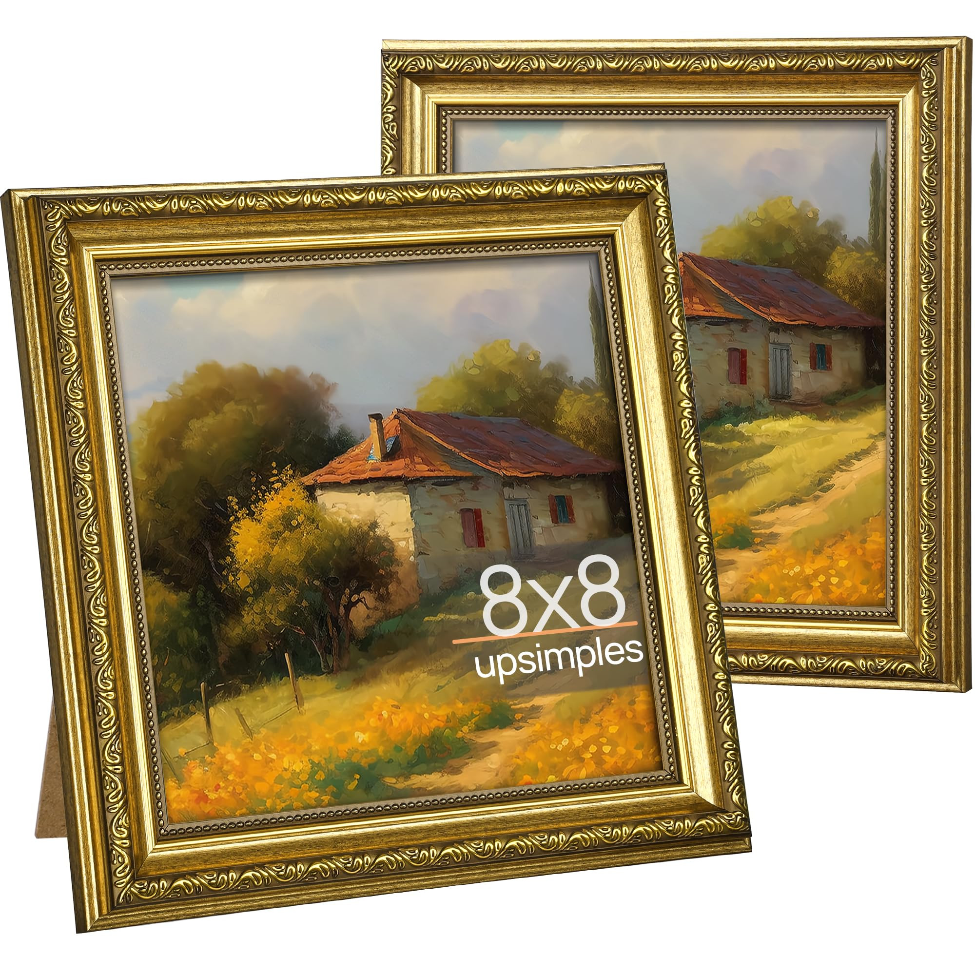 upsimples 8x8 Picture Frame with Real Glass, Ornate Vintage 8 x 8 Photo Frames for Wall Decor or ... | Amazon (US)