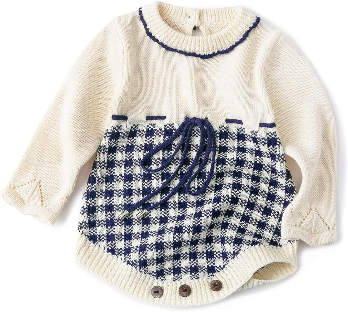 Curipeer Baby Romper Baby Girl Leopard Long Sleeve Romper Sweater Knit Pattern Warm Jumpuit for F... | Amazon (US)