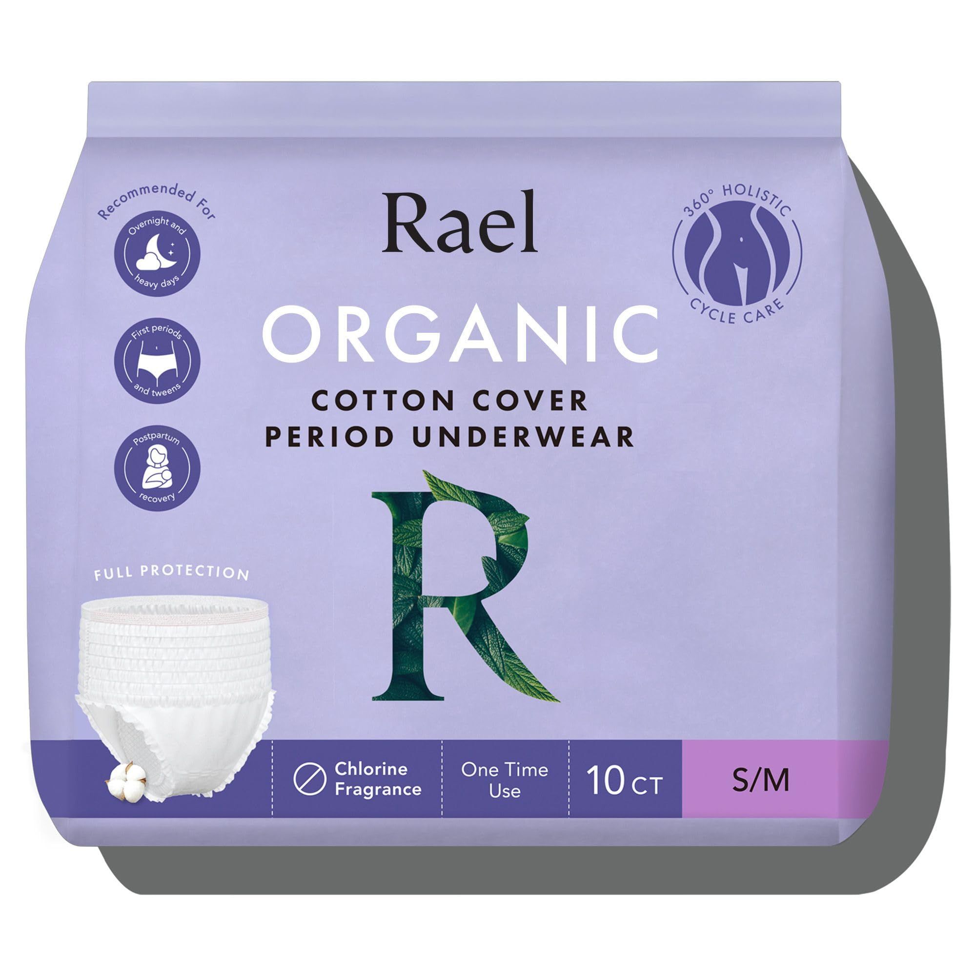 Rael Organic Cotton Cover Overnight Underwear - Panty Style Pad, Unscented, Disposable Period Und... | Amazon (CA)