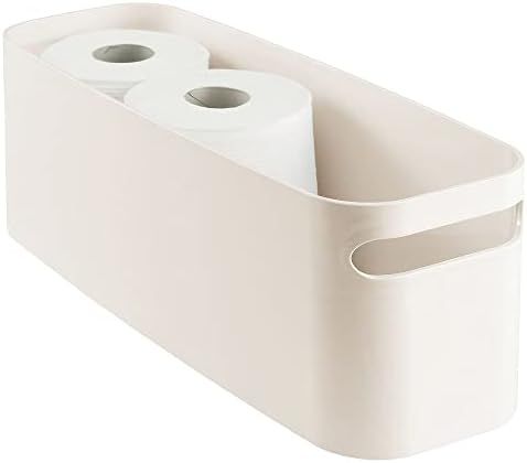 mDesign Large Plastic Toilet Paper Roll Holder Bin - Organizer Tote Basket with Handles for Bathr... | Amazon (US)